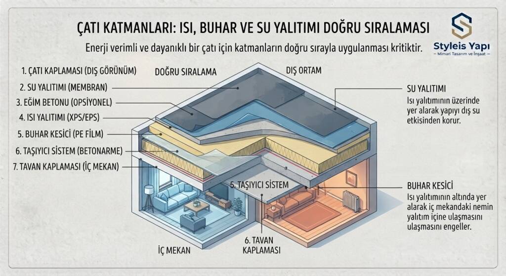 Çatı katmanlarında yalnızca ısı yalıtımı düşünmek yeterli değildir