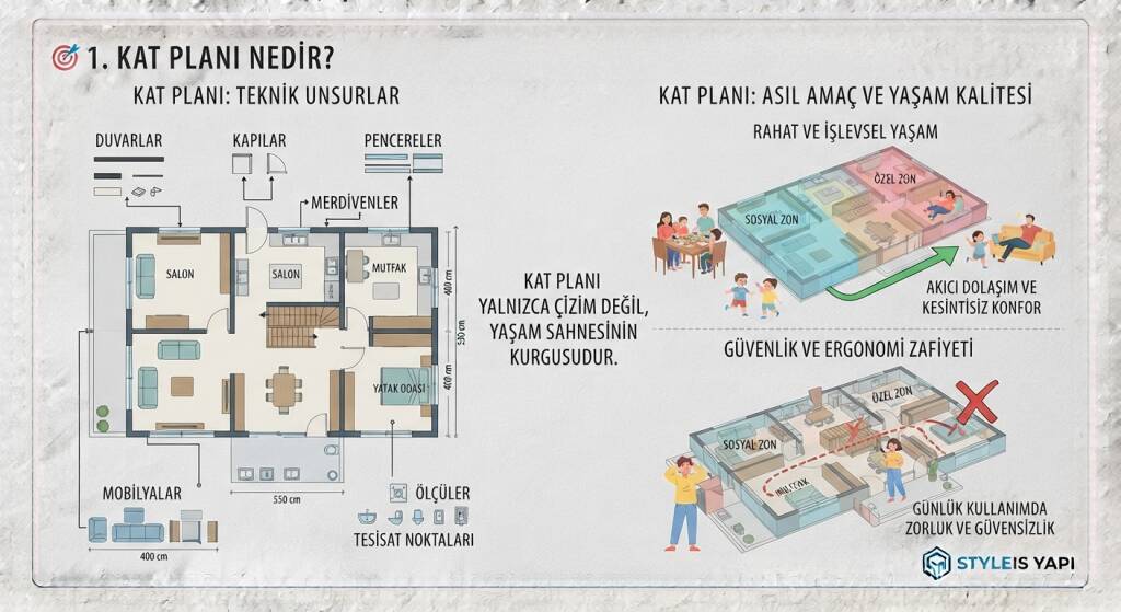 Kat planı, yapının belirli bir yatay kesit üzerinden görülen mekan organizasyonudur