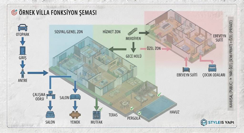 ÖRNEK VİLLA FONKSİYON ŞEMASI