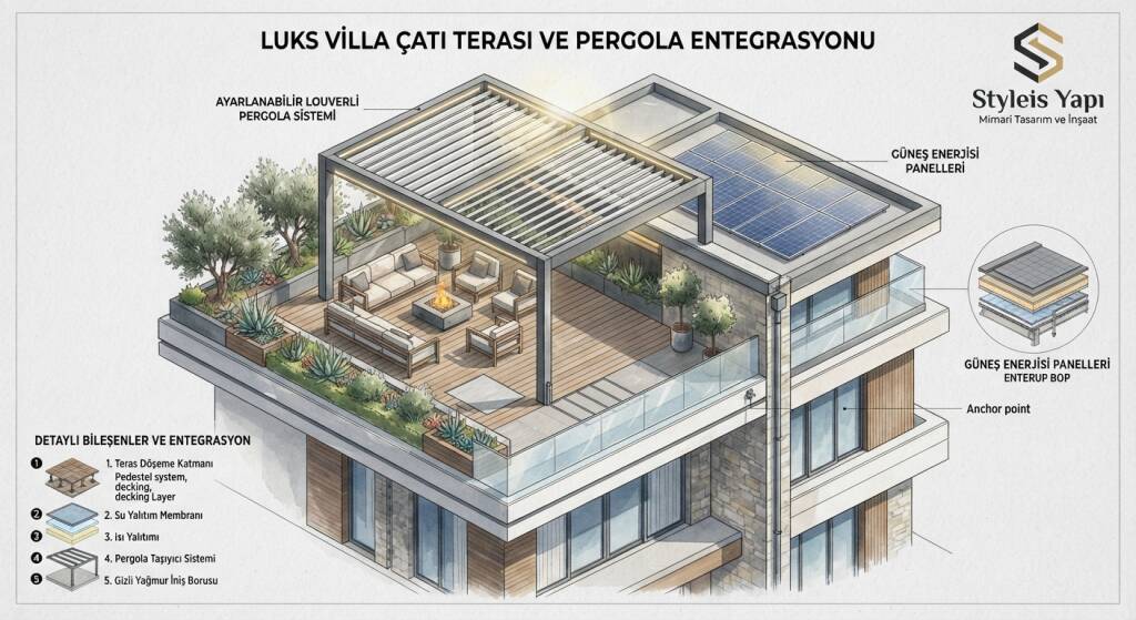 Teras çatı villaya değerli bir açık alan kazandırabilir