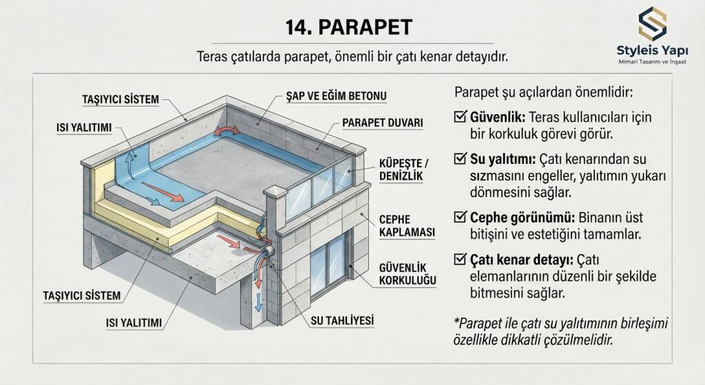 Teras çatılarda parapet