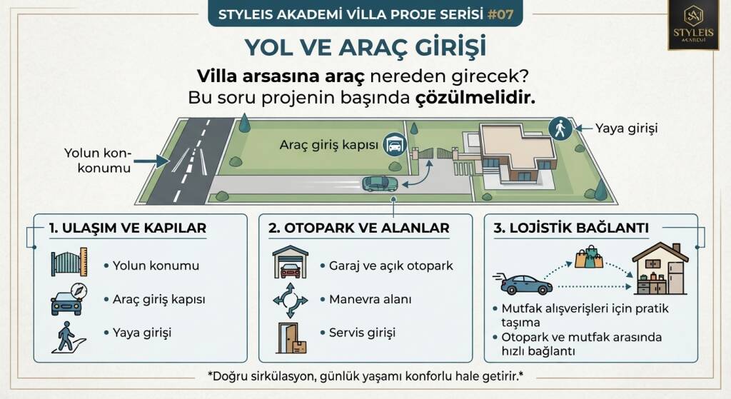 Villa arsasına araç nereden girecek