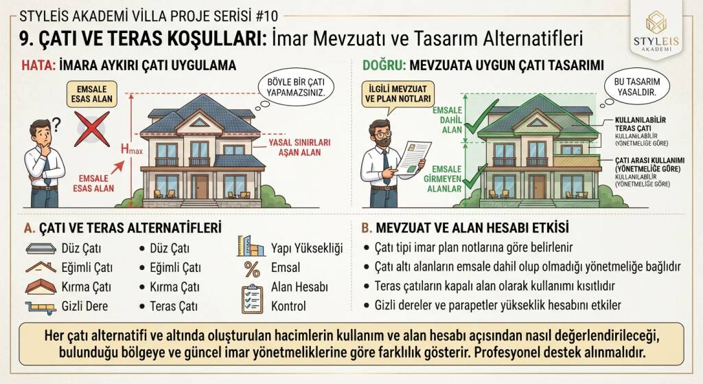 Villa projelerinde çatı da imar koşulları