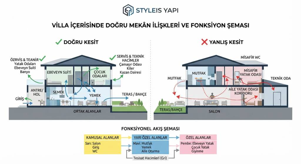 Villa tasarımında odalar