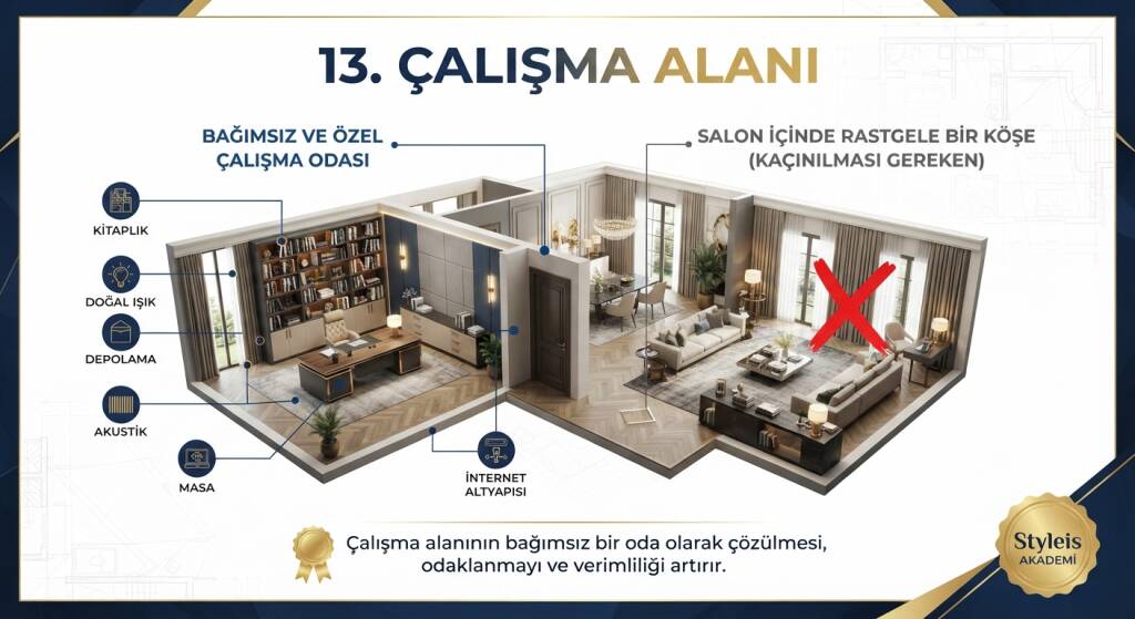 villa projelerinde çalışma alanı