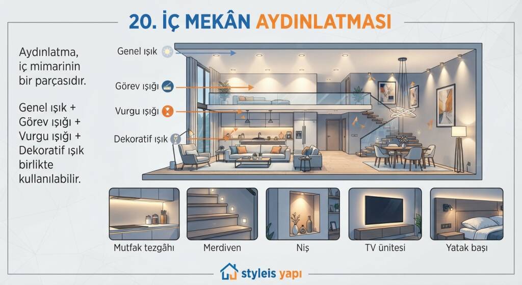 Aydınlatma, iç mimarinin bir parçasıdır