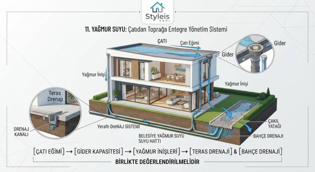 Çatı ve teraslardan gelen yağmur suyu