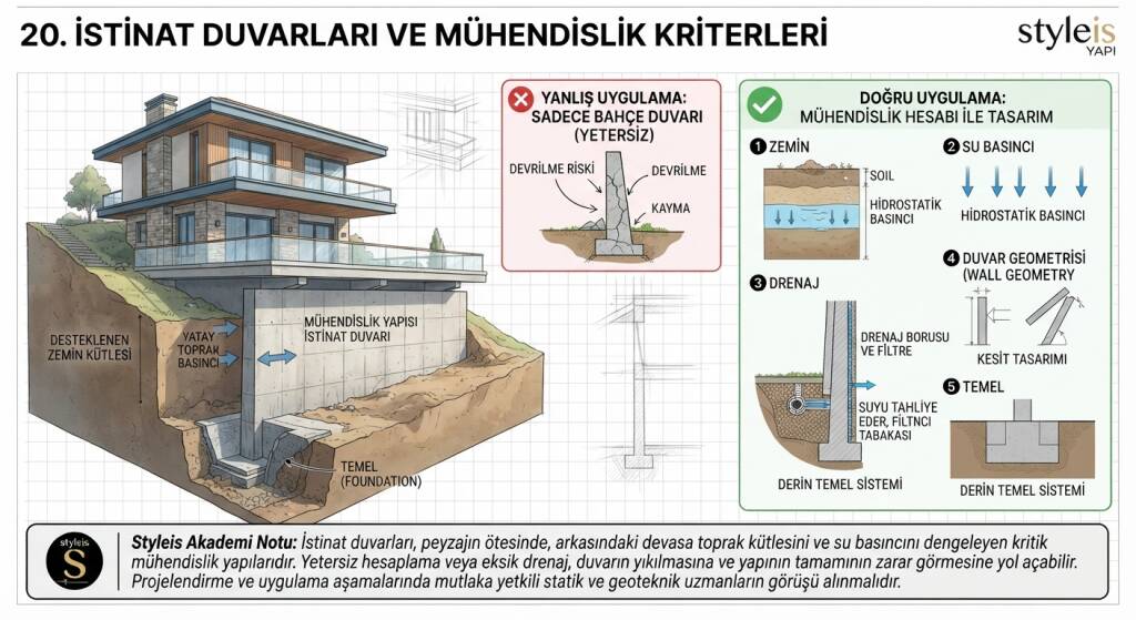Eğimli arazilerde istinat duvarı gerekebilir