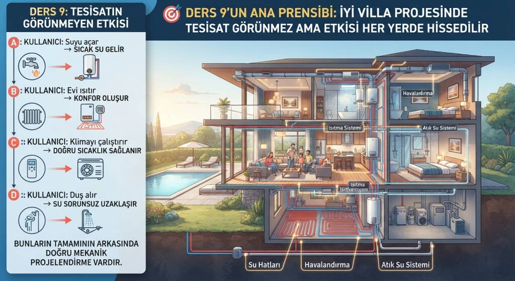 villa projesinde tesisat görünmez ama etkisi her yerde hissedilir